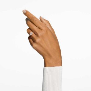 Una Angelic cocktail ring Round cut, Pavé, White, Rose gold-tone plated