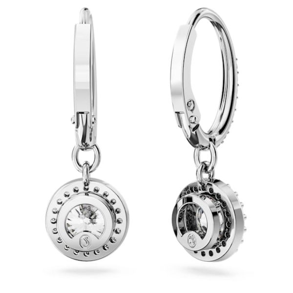 Una Angelic drop earrings Round cut, Pavé, White, Rhodium plated - Image 5