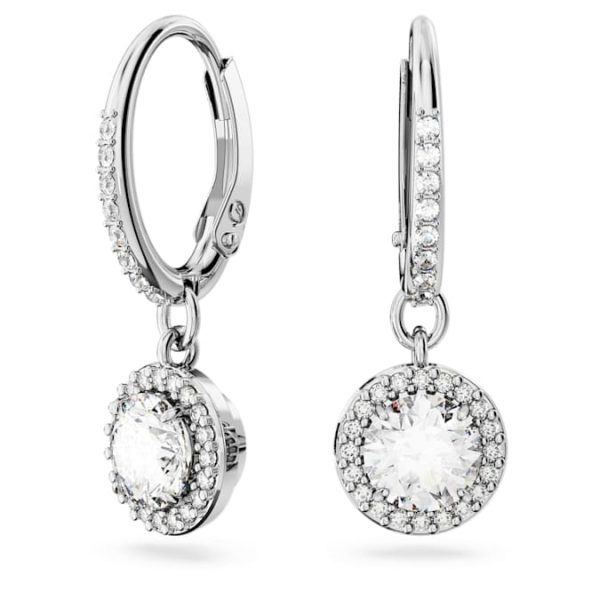 Una Angelic drop earrings Round cut, Pavé, White, Rhodium plated - Image 2