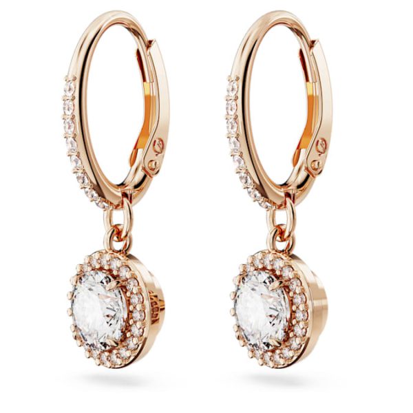 Una Angelic drop earrings Round cut, Pavé, White, Rose gold-tone plated - Image 4