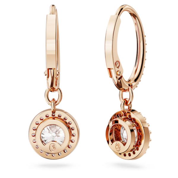 Una Angelic drop earrings Round cut, Pavé, White, Rose gold-tone plated - Image 5