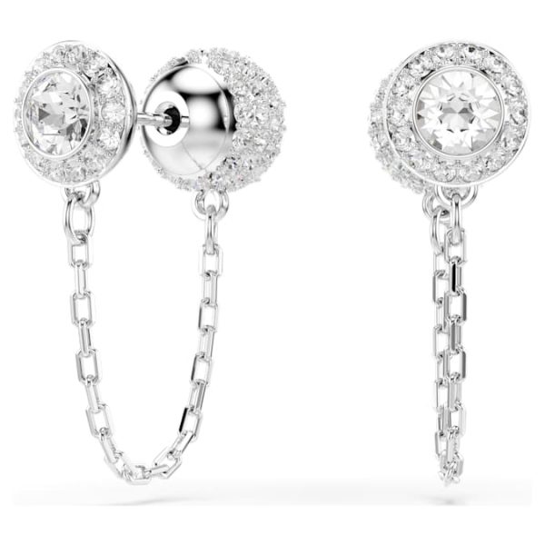 Una Angelic drop earrings Round cut, White, Rhodium plated - Image 4