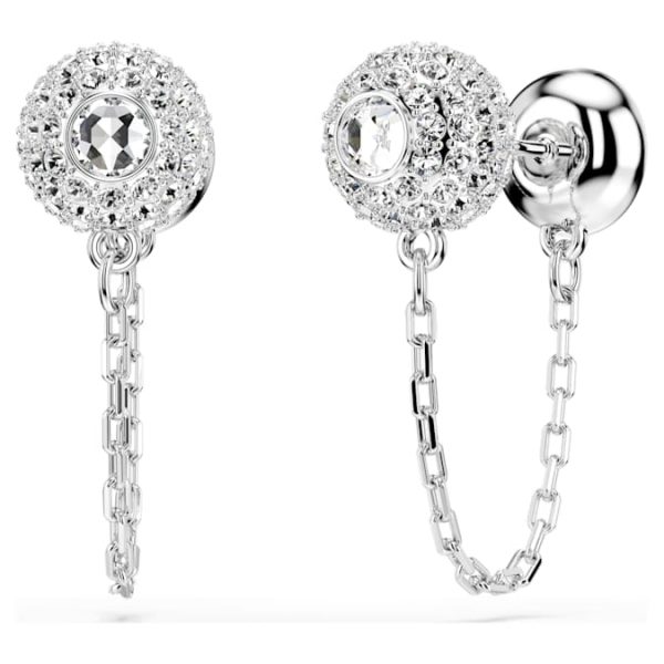 Una Angelic drop earrings Round cut, White, Rhodium plated - Image 6