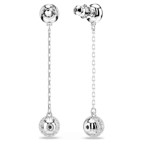 Una Angelic drop earrings Round cut, White, Rhodium plated - Image 7