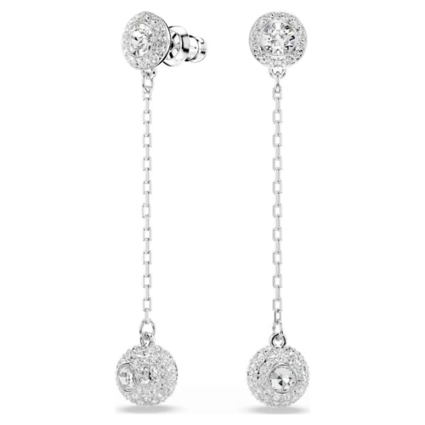 Una Angelic drop earrings Round cut, White, Rhodium plated - Image 9