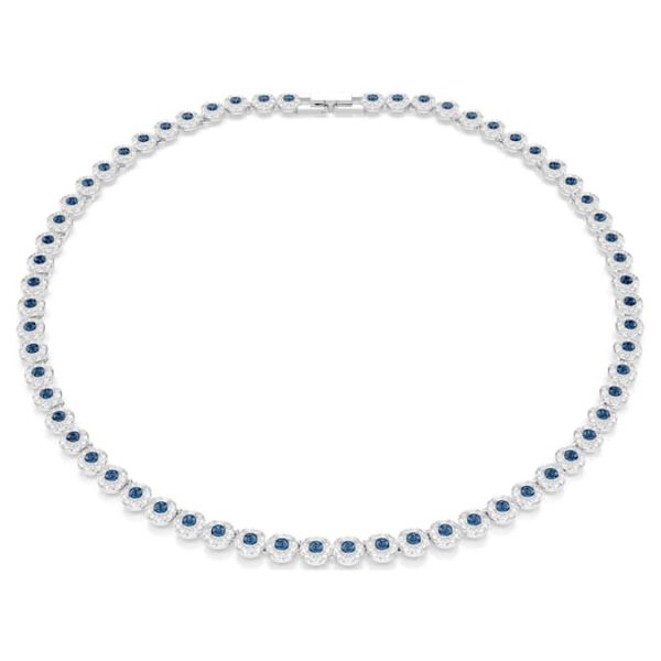 Una Angelic necklace Round cut, Blue, Rhodium plated - Image 8