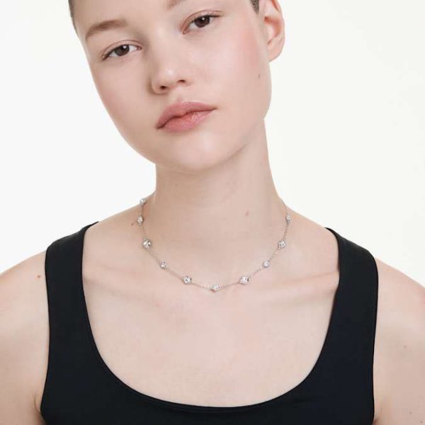 Una Angelic necklace Round cut, Double sided motifs, White, Rhodium plated - Image 6