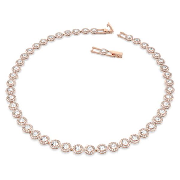 Una Angelic necklace Round cut, Medium, White, Rose gold-tone plated - Image 3