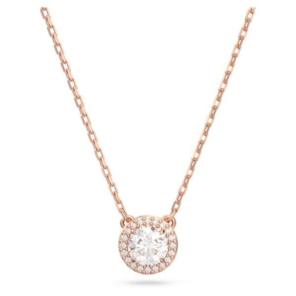 Una Angelic pendant Round cut, Pavé, White, Rose gold-tone plated - Image 2