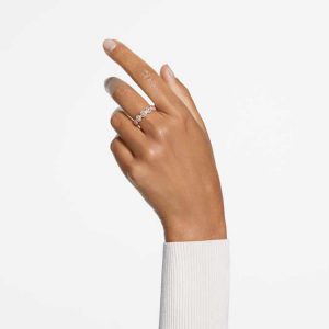 Una Angelic ring Round cut, White, Rose gold-tone plated