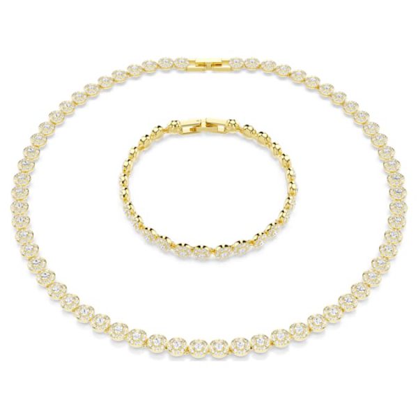 Una Angelic set Round cut, White, Gold-tone plated - Image 2