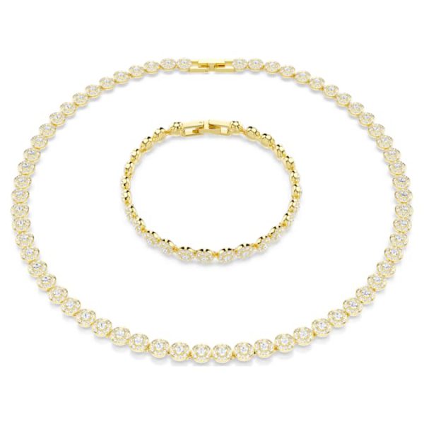 Una Angelic set Round cut, White, Gold-tone plated - Image 11