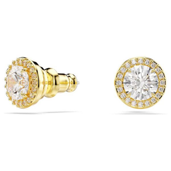 Una Angelic stud earrings Round cut, Gold tone, Gold-tone plated - Image 3