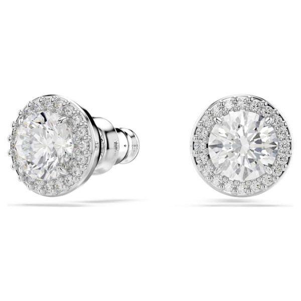 Una Angelic stud earrings Round cut, Pavé, White, Rhodium plated - Image 3