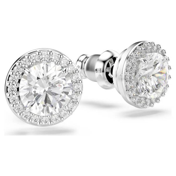 Una Angelic stud earrings Round cut, Pavé, White, Rhodium plated - Image 4