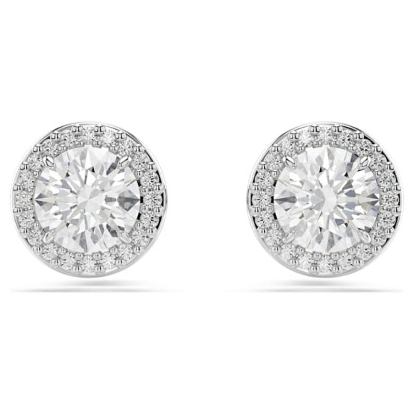 Una Angelic stud earrings Round cut, Pavé, White, Rhodium plated - Image 2