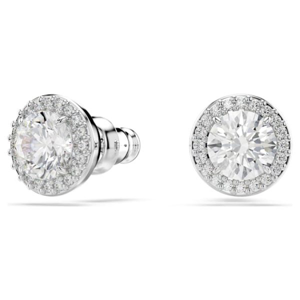 Una Angelic stud earrings Round cut, Pavé, White, Rhodium plated - Image 9