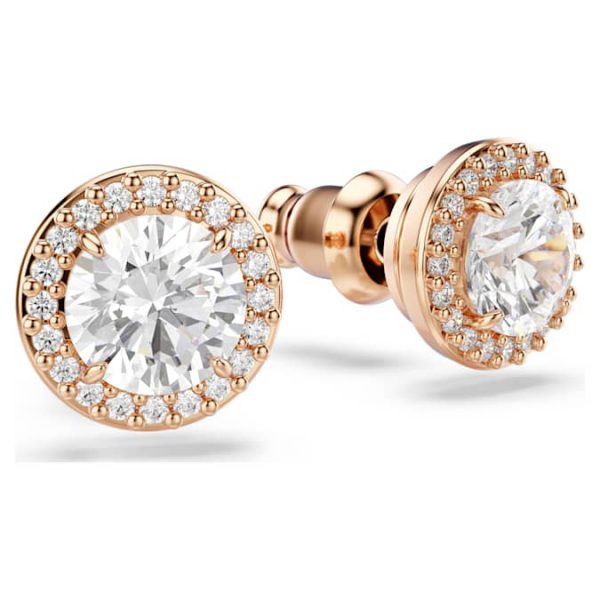 Una Angelic stud earrings Round cut, Pavé, White, Rose gold-tone plated - Image 4