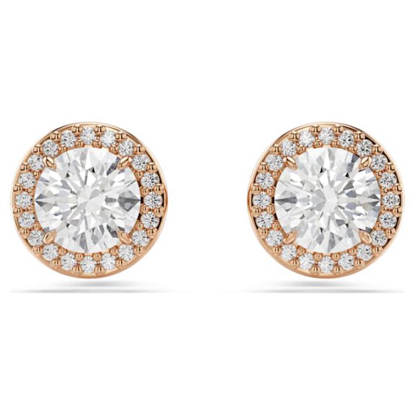 Una Angelic stud earrings Round cut, Pavé, White, Rose gold-tone plated - Image 2