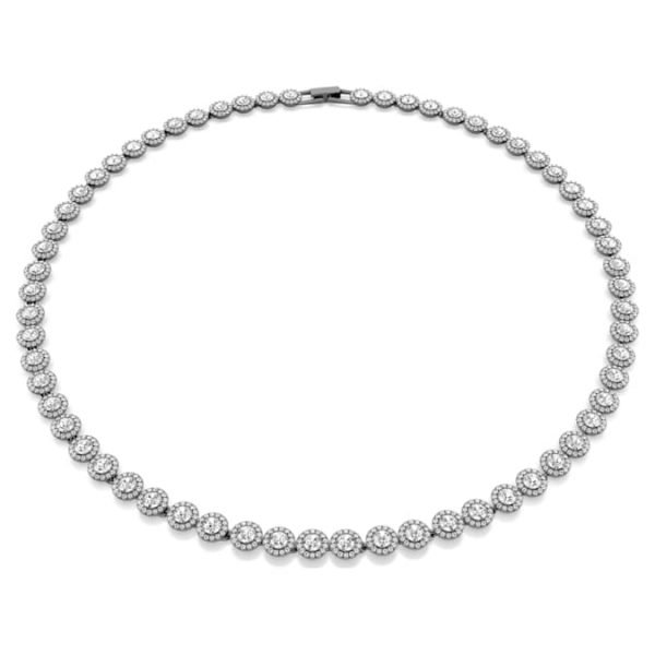 Una Angelic Tennis necklace Round cut, Long, White, Ruthenium plated - Image 2