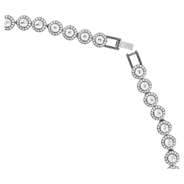 Una Angelic Tennis necklace Round cut, Long, White, Ruthenium plated - Image 4