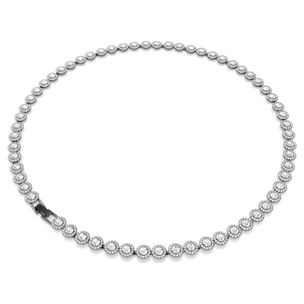 Una Angelic Tennis necklace Round cut, Long, White, Ruthenium plated - Image 5