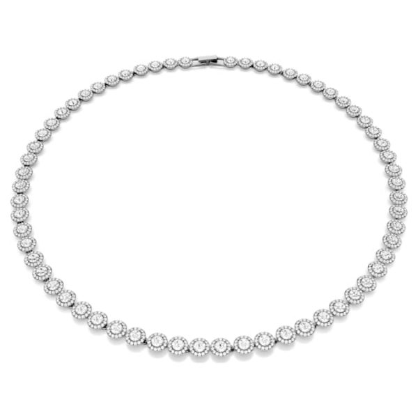 Una Angelic Tennis necklace Round cut, Long, White, Ruthenium plated - Image 6