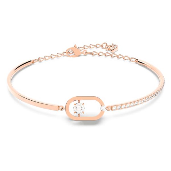 Una bracelet Round cut, Oval shape, White, Rose gold-tone plated - Image 2