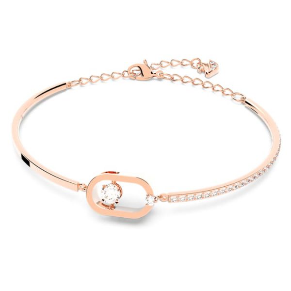 Una bracelet Round cut, Oval shape, White, Rose gold-tone plated - Image 3