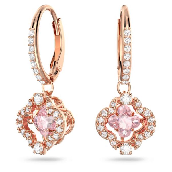 Una drop earrings Clover, Pink, Rose gold-tone plated - Image 2