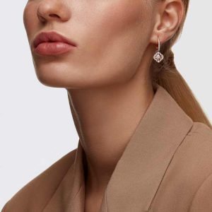 Una drop earrings Clover, Pink, Rose gold-tone plated