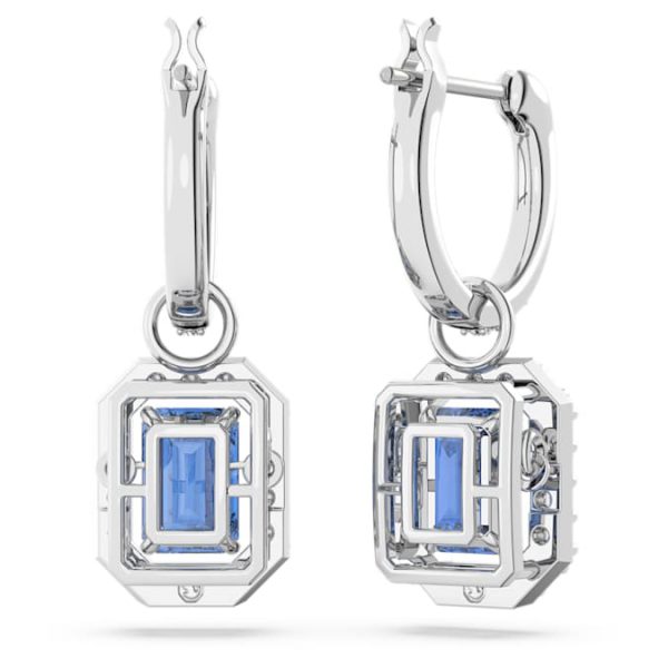 Una drop earrings Octagon cut, Blue, Rhodium plated - Image 5