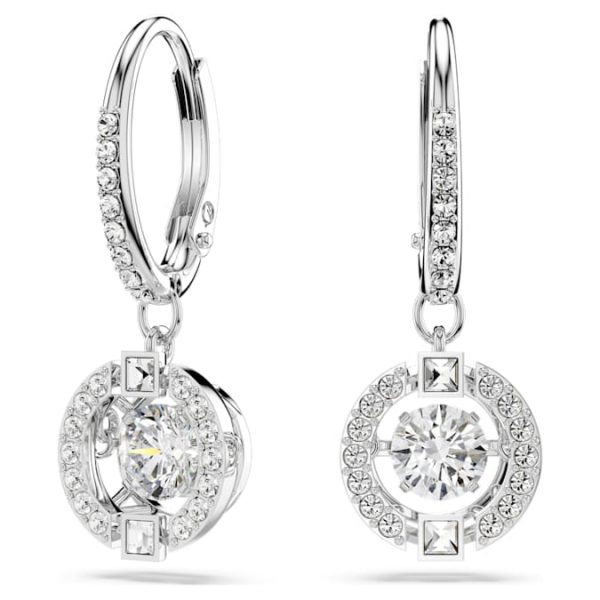 Una drop earrings Round cut, White, Rhodium plated - Image 2