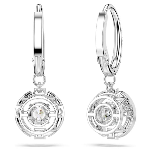 Una drop earrings Round cut, White, Rhodium plated - Image 5