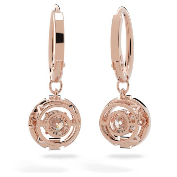 Una drop earrings Round cut, White, Rose gold-tone plated - Image 3