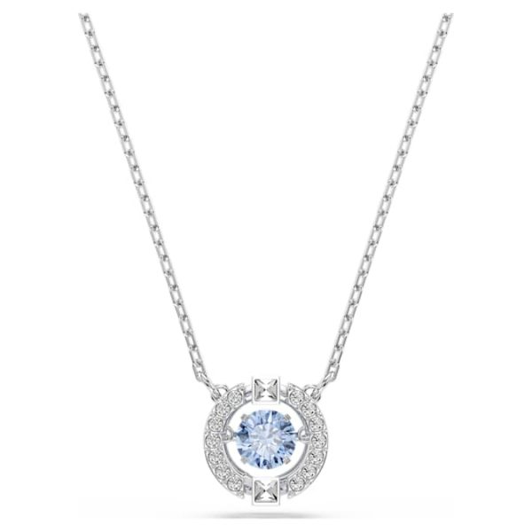 Una necklace Round cut, Blue, Rhodium plated - Image 2