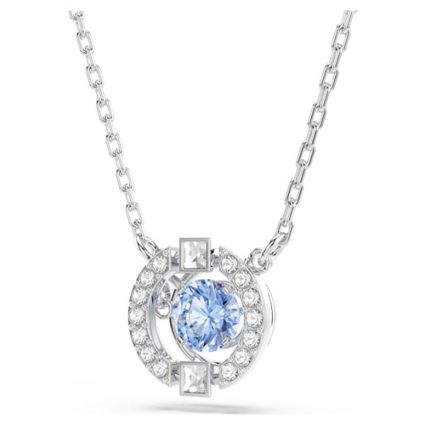 Una necklace Round cut, Blue, Rhodium plated - Image 4