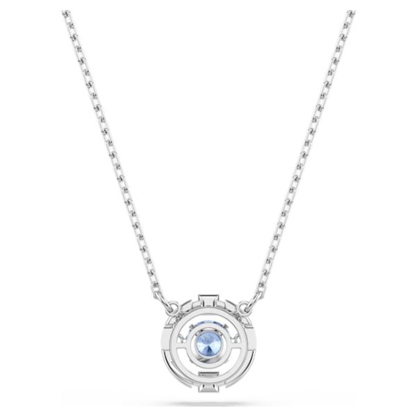 Una necklace Round cut, Blue, Rhodium plated - Image 6