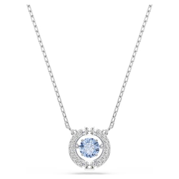 Una necklace Round cut, Blue, Rhodium plated - Image 7
