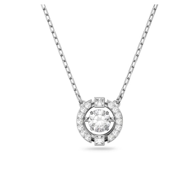 Una necklace Round cut, White, Rhodium plated - Image 2