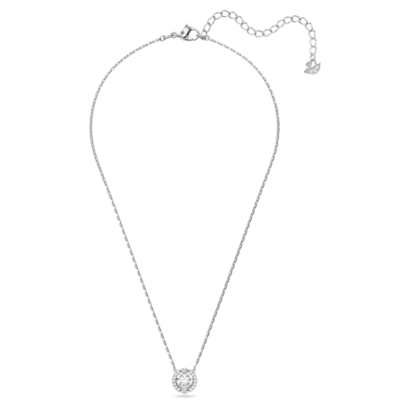 Una necklace Round cut, White, Rhodium plated - Image 3