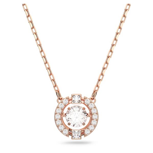 Una necklace Round cut, White, Rose gold-tone plated - Image 2