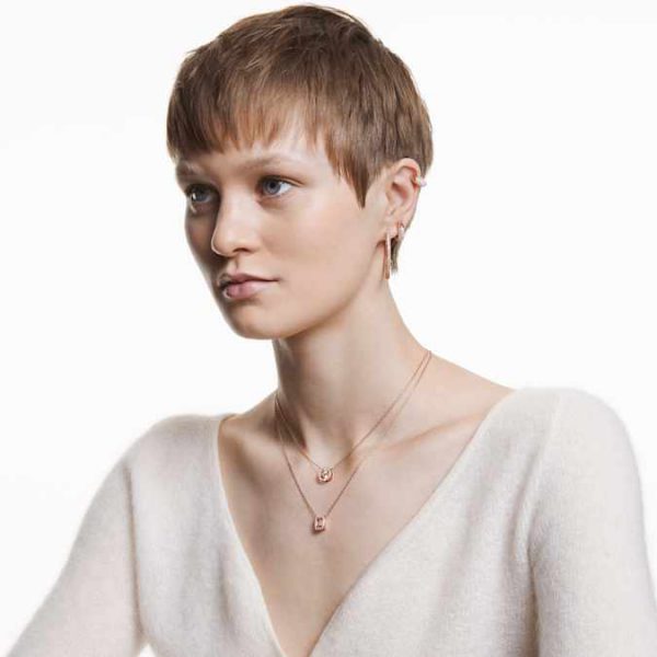 Una necklace Round cut, White, Rose gold-tone plated - Image 6
