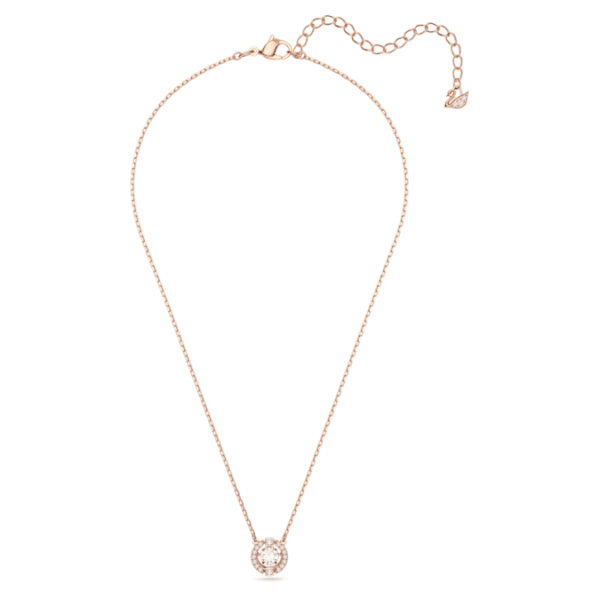 Una necklace Round cut, White, Rose gold-tone plated - Image 3
