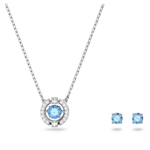 Una set Round cut, Blue, Rhodium plated - Image 2