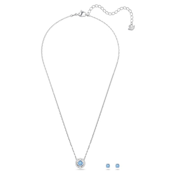Una set Round cut, Blue, Rhodium plated - Image 3
