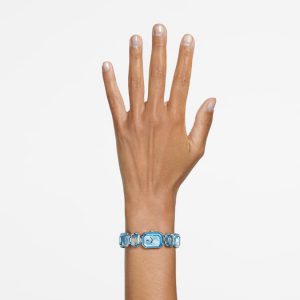 Watch Octagon cut bracelet, Blue, Stainless steel