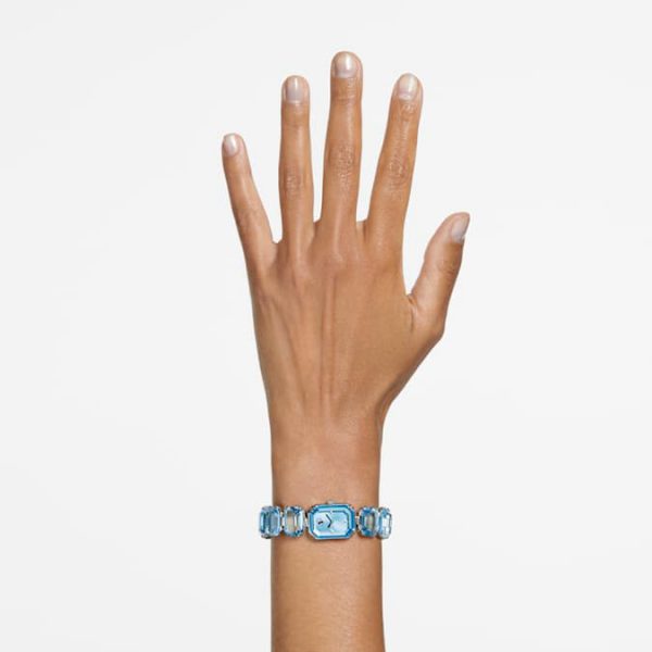 Watch Octagon cut bracelet, Blue, Stainless steel