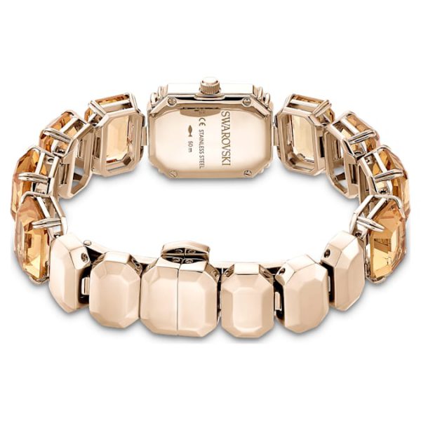 Watch Octagon cut bracelet, Brown, Champagne gold-tone finish - Image 4
