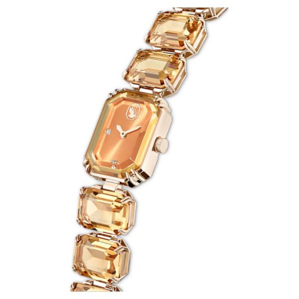 Watch Octagon cut bracelet, Brown, Champagne gold-tone finish - Image 5